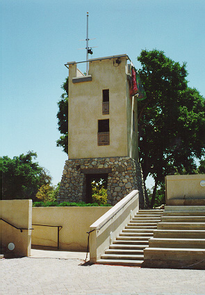 South lighting tower viewed from floor of theater.
